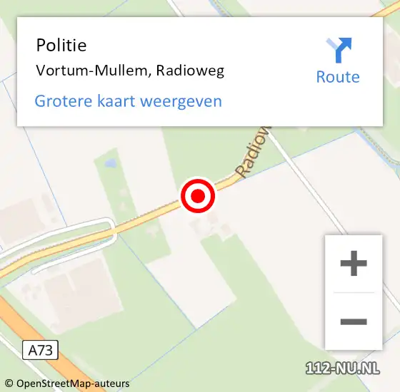 Locatie op kaart van de 112 melding: Politie Vortum-Mullem, Radioweg op 23 mei 2016 16:15