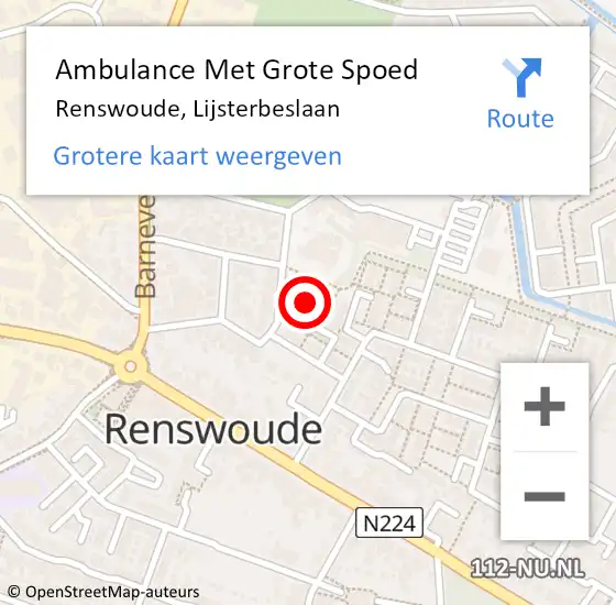 Locatie op kaart van de 112 melding: Ambulance Met Grote Spoed Naar Renswoude, Lijsterbeslaan op 23 mei 2016 16:37