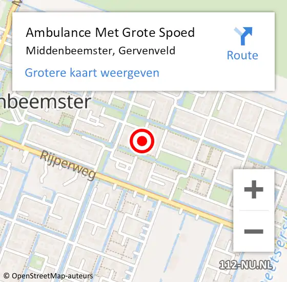 Locatie op kaart van de 112 melding: Ambulance Met Grote Spoed Naar Middenbeemster, Gervenveld op 23 mei 2016 16:45