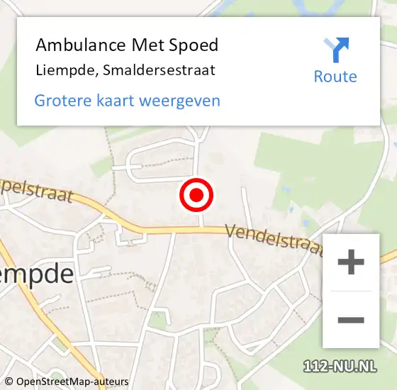 Locatie op kaart van de 112 melding: Ambulance Met Spoed Naar Liempde, Smaldersestraat op 23 mei 2016 16:53