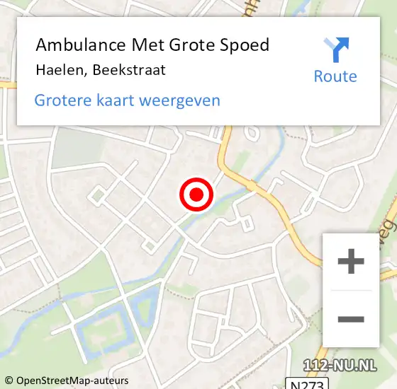 Locatie op kaart van de 112 melding: Ambulance Met Grote Spoed Naar Haelen, Beekstraat op 23 mei 2016 17:06