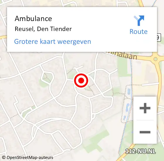 Locatie op kaart van de 112 melding: Ambulance Reusel, Den Tiender op 23 mei 2016 17:28