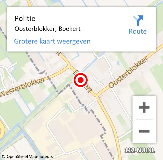 Locatie op kaart van de 112 melding: Politie Oosterblokker, Boekert op 23 mei 2016 17:41