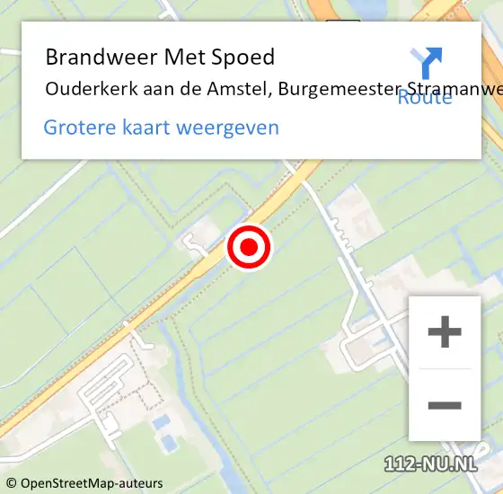 Locatie op kaart van de 112 melding: Brandweer Met Spoed Naar Ouderkerk aan de Amstel, Burgemeester Stramanweg op 23 mei 2016 18:26