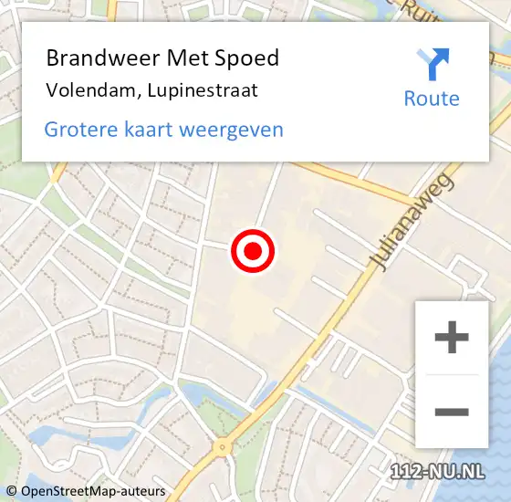 Locatie op kaart van de 112 melding: Brandweer Met Spoed Naar Volendam, Lupinestraat op 23 mei 2016 18:33