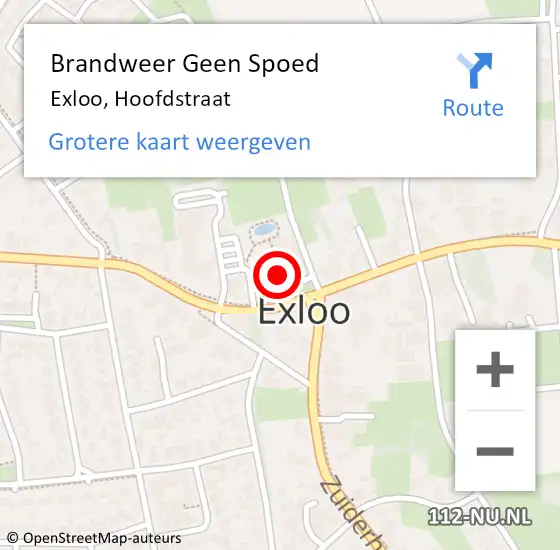 Locatie op kaart van de 112 melding: Brandweer Geen Spoed Naar Exloo, Hoofdstraat op 23 mei 2016 19:17