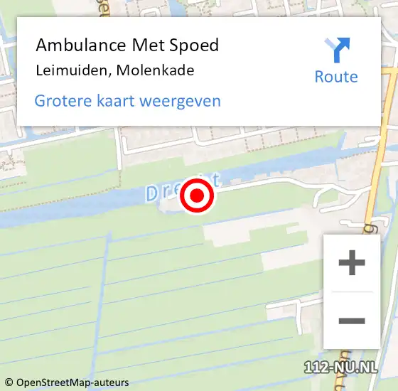 Locatie op kaart van de 112 melding: Ambulance Met Spoed Naar Leimuiden, Molenkade op 23 mei 2016 21:32