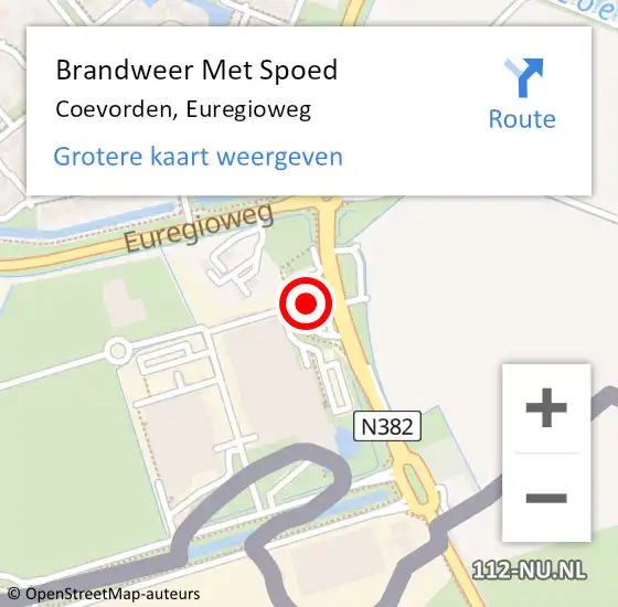 Locatie op kaart van de 112 melding: Brandweer Met Spoed Naar Coevorden, Euregioweg op 23 mei 2016 21:55