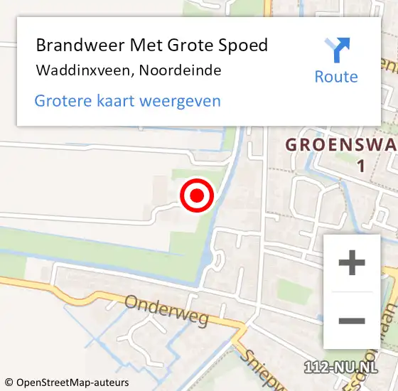 Locatie op kaart van de 112 melding: Brandweer Met Grote Spoed Naar Waddinxveen, Noordeinde op 23 mei 2016 23:00