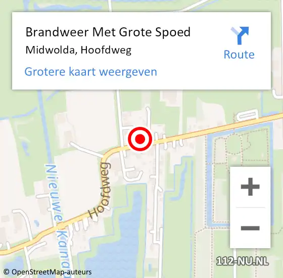 Locatie op kaart van de 112 melding: Brandweer Met Grote Spoed Naar Midwolda, Hoofdweg op 23 mei 2016 23:20