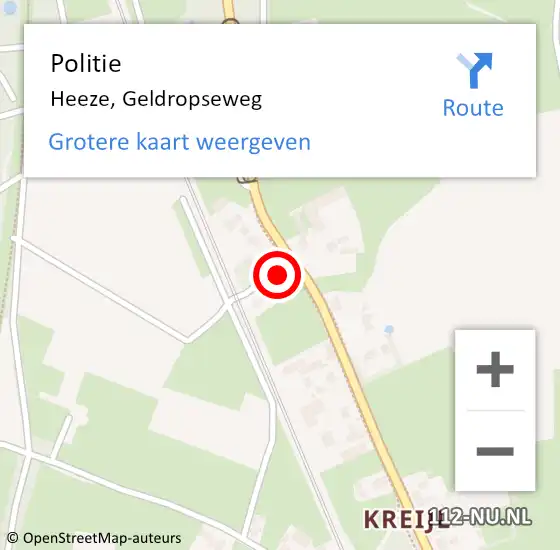 Locatie op kaart van de 112 melding: Politie Heeze, Geldropseweg op 24 mei 2016 00:23