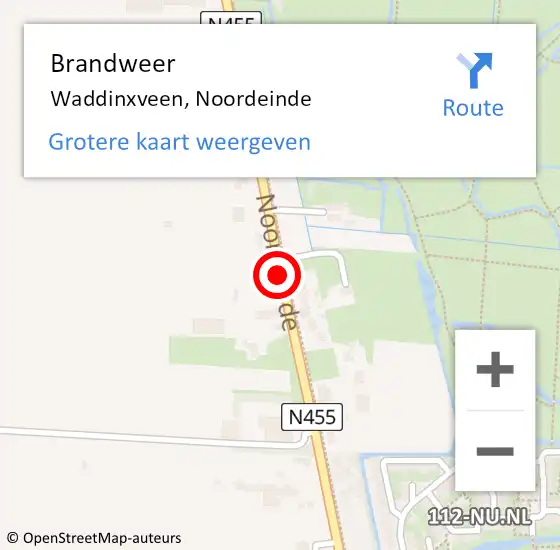 Locatie op kaart van de 112 melding: Brandweer Waddinxveen, Noordeinde op 24 mei 2016 01:34