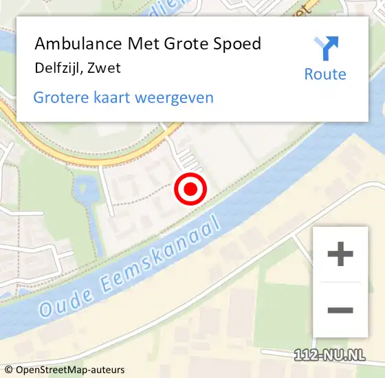 Locatie op kaart van de 112 melding: Ambulance Met Grote Spoed Naar Delfzijl, Zwet op 24 mei 2016 02:05