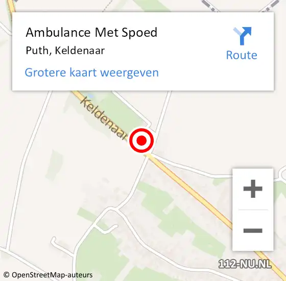 Locatie op kaart van de 112 melding: Ambulance Met Spoed Naar Puth, Keldenaar op 16 december 2013 07:51