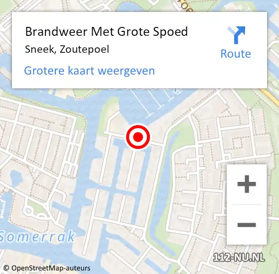 Locatie op kaart van de 112 melding: Brandweer Met Grote Spoed Naar Sneek, Zoutepoel op 24 mei 2016 08:12