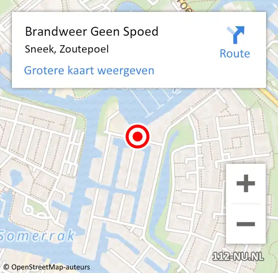 Locatie op kaart van de 112 melding: Brandweer Geen Spoed Naar Sneek, Zoutepoel op 24 mei 2016 08:21