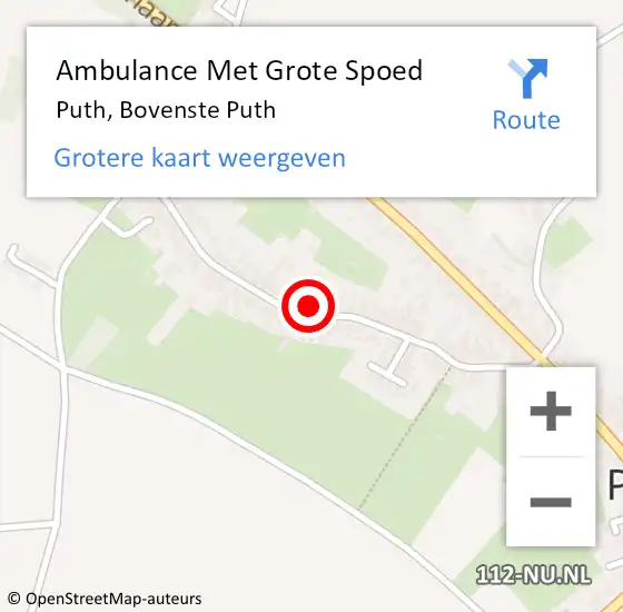 Locatie op kaart van de 112 melding: Ambulance Met Grote Spoed Naar Puth, Bovenste Puth op 16 december 2013 08:01