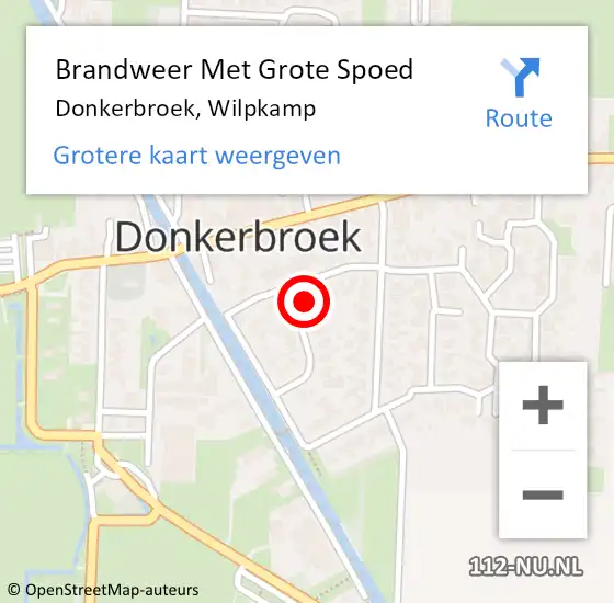 Locatie op kaart van de 112 melding: Brandweer Met Grote Spoed Naar Donkerbroek, Wilpkamp op 24 mei 2016 09:54