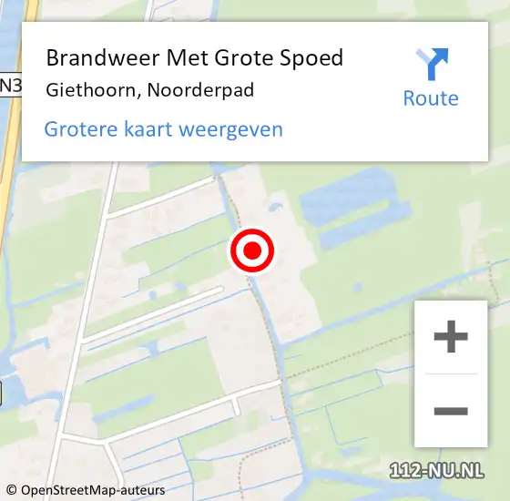 Locatie op kaart van de 112 melding: Brandweer Met Grote Spoed Naar Giethoorn, Noorderpad op 24 mei 2016 10:29