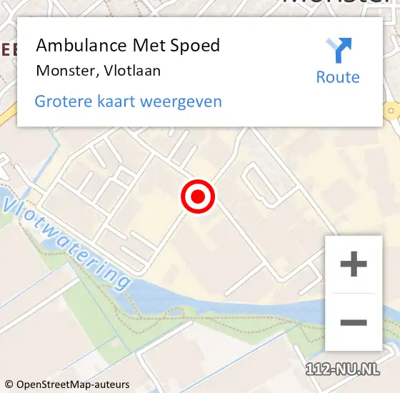 Locatie op kaart van de 112 melding: Ambulance Met Spoed Naar Monster, Vlotlaan op 24 mei 2016 11:44