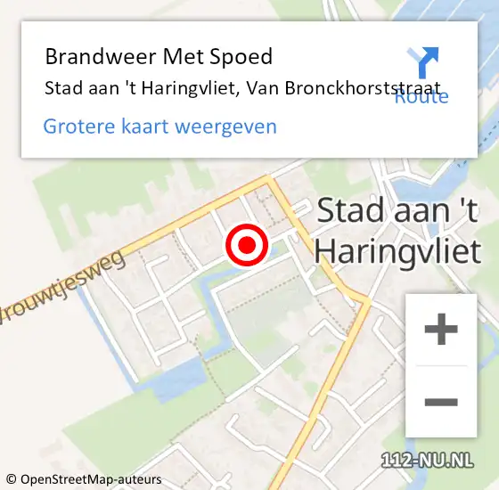 Locatie op kaart van de 112 melding: Brandweer Met Spoed Naar Stad aan 't Haringvliet, Van Bronckhorststraat op 24 mei 2016 11:55