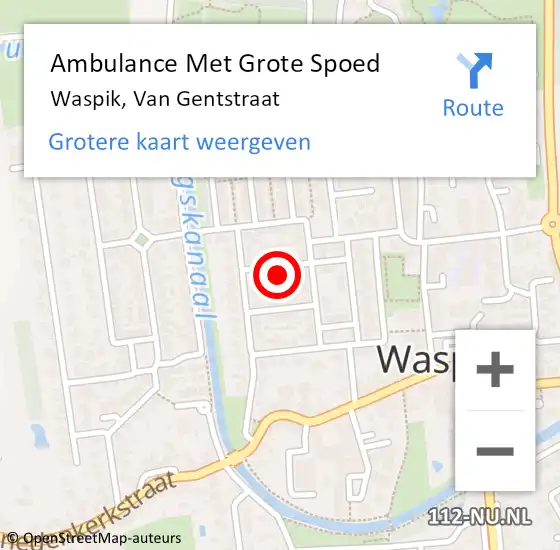 Locatie op kaart van de 112 melding: Ambulance Met Grote Spoed Naar Waspik, Van Gentstraat op 24 mei 2016 12:02