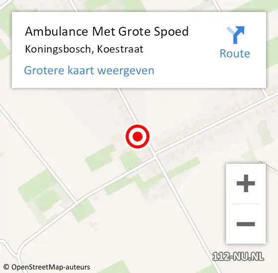 Locatie op kaart van de 112 melding: Ambulance Met Grote Spoed Naar Koningsbosch, Koestraat op 24 mei 2016 12:56