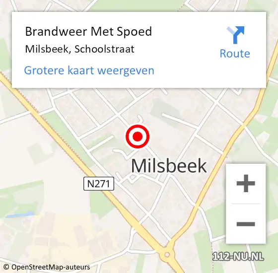 Locatie op kaart van de 112 melding: Brandweer Met Spoed Naar Milsbeek, Schoolstraat op 24 mei 2016 13:32