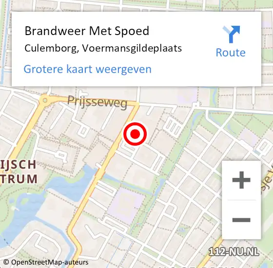 Locatie op kaart van de 112 melding: Brandweer Met Spoed Naar Culemborg, Voermansgildeplaats op 16 december 2013 08:29