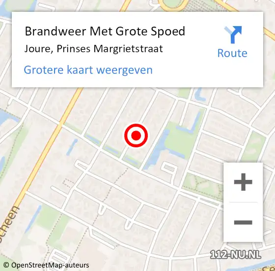 Locatie op kaart van de 112 melding: Brandweer Met Grote Spoed Naar Joure, Prinses Margrietstraat op 24 mei 2016 13:43