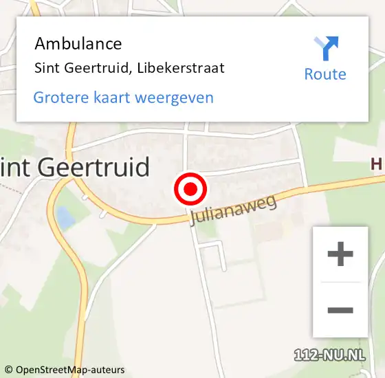 Locatie op kaart van de 112 melding: Ambulance Sint Geertruid, Libekerstraat op 16 september 2013 10:05