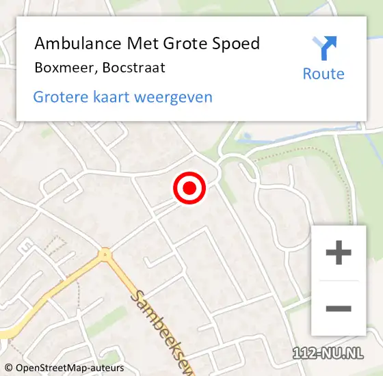 Locatie op kaart van de 112 melding: Ambulance Met Grote Spoed Naar Boxmeer, Bocstraat op 24 mei 2016 16:00