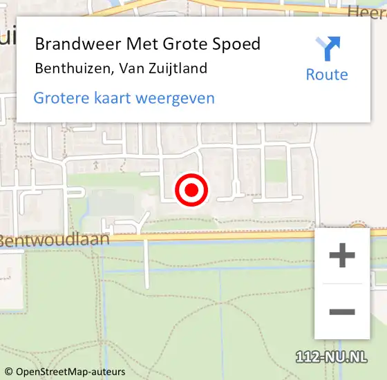 Locatie op kaart van de 112 melding: Brandweer Met Grote Spoed Naar Benthuizen, Van Zuijtland op 24 mei 2016 16:26