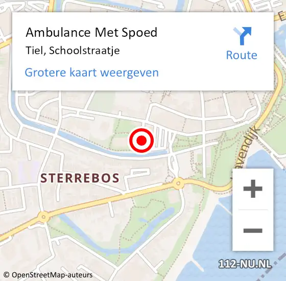 Locatie op kaart van de 112 melding: Ambulance Met Spoed Naar Tiel, Schoolstraatje op 24 mei 2016 16:38