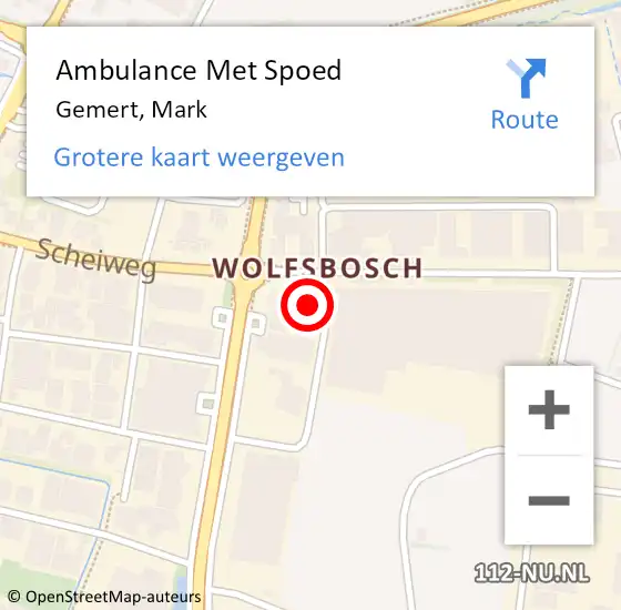 Locatie op kaart van de 112 melding: Ambulance Met Spoed Naar Gemert, Mark op 24 mei 2016 16:39