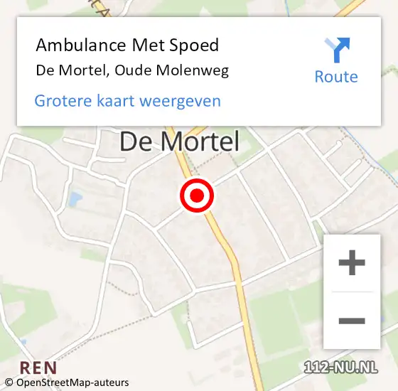 Locatie op kaart van de 112 melding: Ambulance Met Spoed Naar De Mortel, Oude Molenweg op 24 mei 2016 16:57