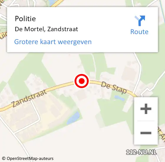 Locatie op kaart van de 112 melding: Politie De Mortel, Zandstraat op 24 mei 2016 17:00
