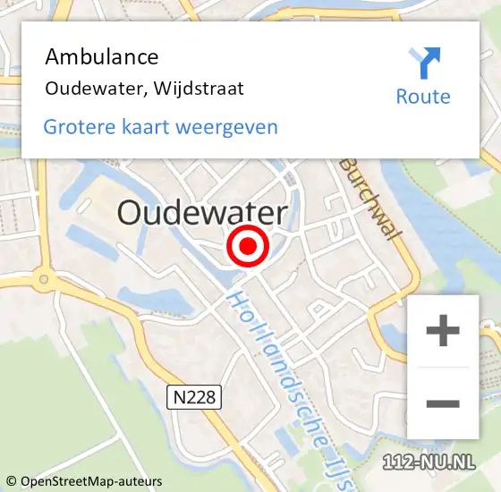 Locatie op kaart van de 112 melding: Ambulance Oudewater, Wijdstraat op 24 mei 2016 17:10