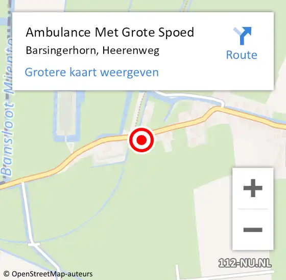 Locatie op kaart van de 112 melding: Ambulance Met Grote Spoed Naar Barsingerhorn, Heerenweg op 24 mei 2016 17:39