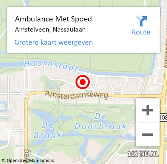 Locatie op kaart van de 112 melding: Ambulance Met Spoed Naar Amstelveen, Nassaulaan op 24 mei 2016 18:10