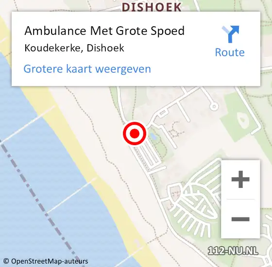 Locatie op kaart van de 112 melding: Ambulance Met Grote Spoed Naar Koudekerke, Dishoek op 24 mei 2016 19:27