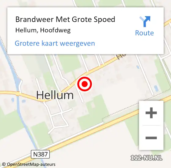 Locatie op kaart van de 112 melding: Brandweer Met Grote Spoed Naar Hellum, Hoofdweg op 24 mei 2016 19:30