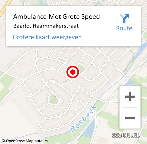 Locatie op kaart van de 112 melding: Ambulance Met Grote Spoed Naar Baarlo, Haammakerstraat op 16 december 2013 09:06