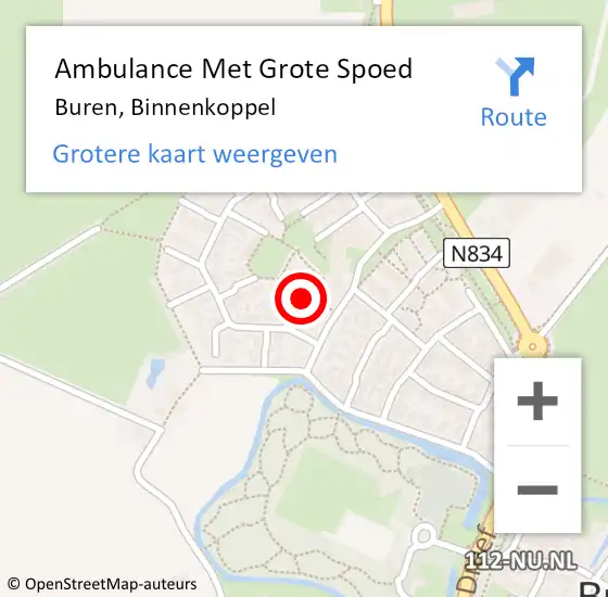 Locatie op kaart van de 112 melding: Ambulance Met Grote Spoed Naar Buren, Binnenkoppel op 25 mei 2016 07:26