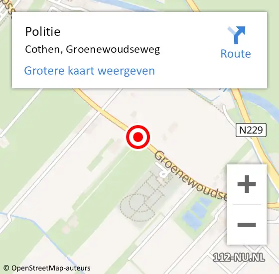 Locatie op kaart van de 112 melding: Politie Cothen, Groenewoudseweg op 25 mei 2016 08:06