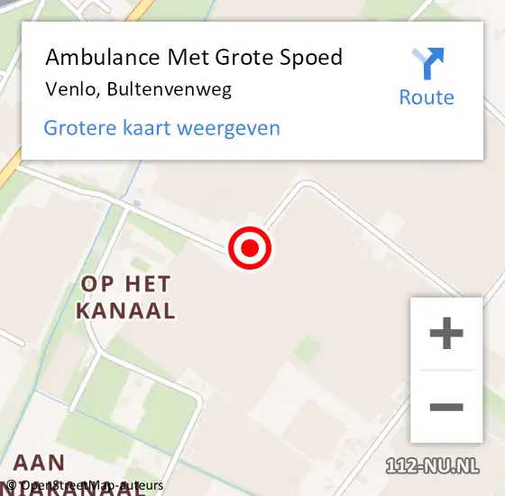 Locatie op kaart van de 112 melding: Ambulance Met Grote Spoed Naar Venlo, Bultenvenweg op 25 mei 2016 08:24