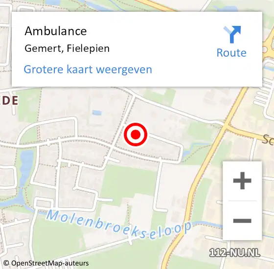 Locatie op kaart van de 112 melding: Ambulance Gemert, Fielepien op 25 mei 2016 08:53