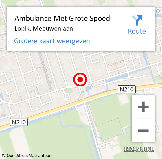 Locatie op kaart van de 112 melding: Ambulance Met Grote Spoed Naar Lopik, Meeuwenlaan op 25 mei 2016 09:05