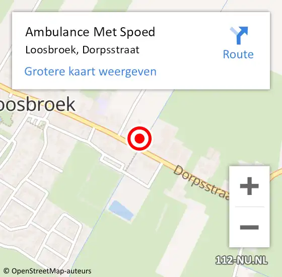 Locatie op kaart van de 112 melding: Ambulance Met Spoed Naar Loosbroek, Dorpsstraat op 16 december 2013 09:12