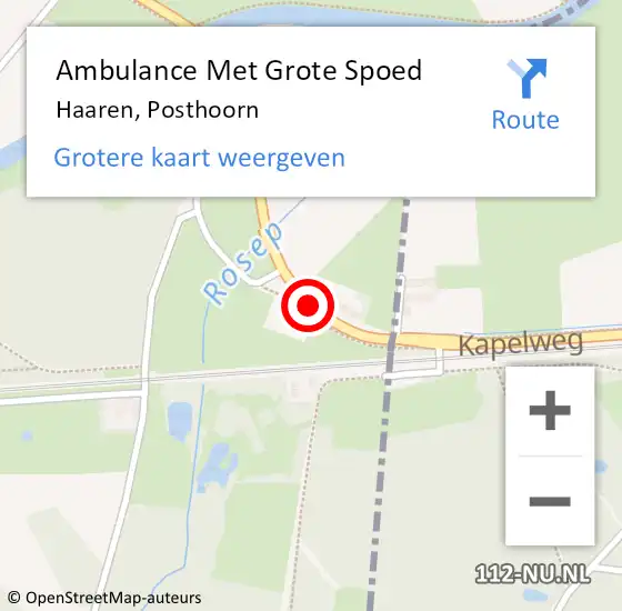 Locatie op kaart van de 112 melding: Ambulance Met Grote Spoed Naar Haaren, Posthoorn op 25 mei 2016 09:45